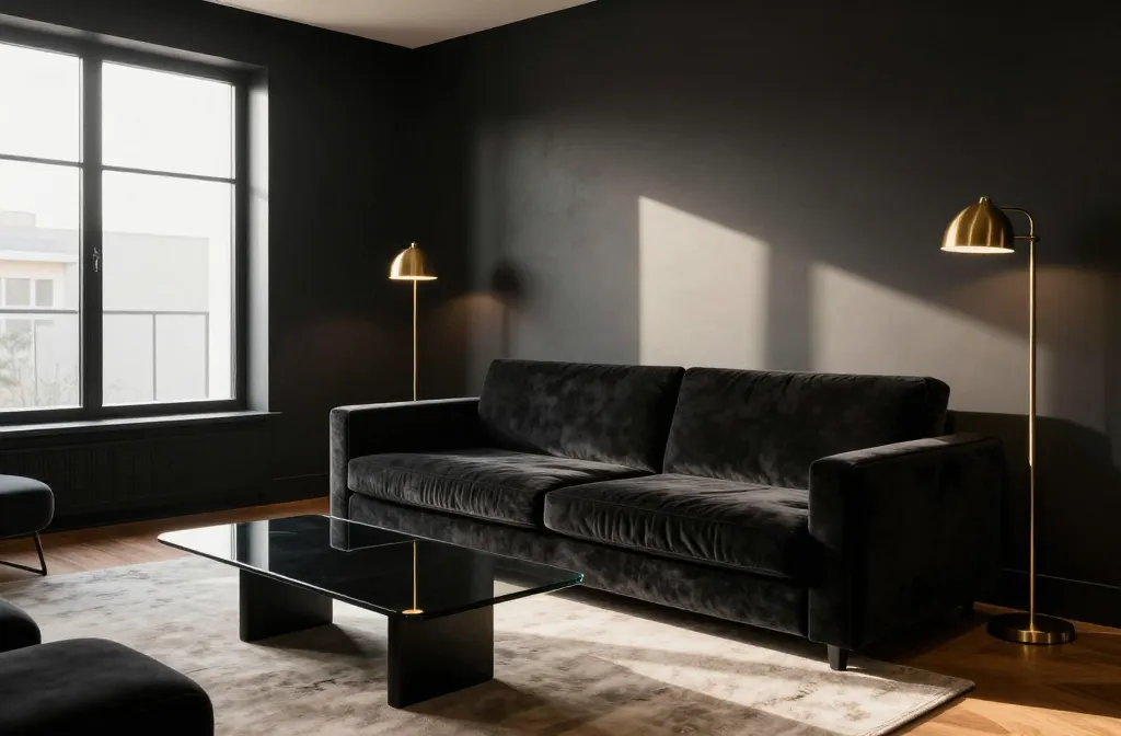 Black Living Room Inspiration Ideas That Look Sleek and Dramatic: Velvet Luxury