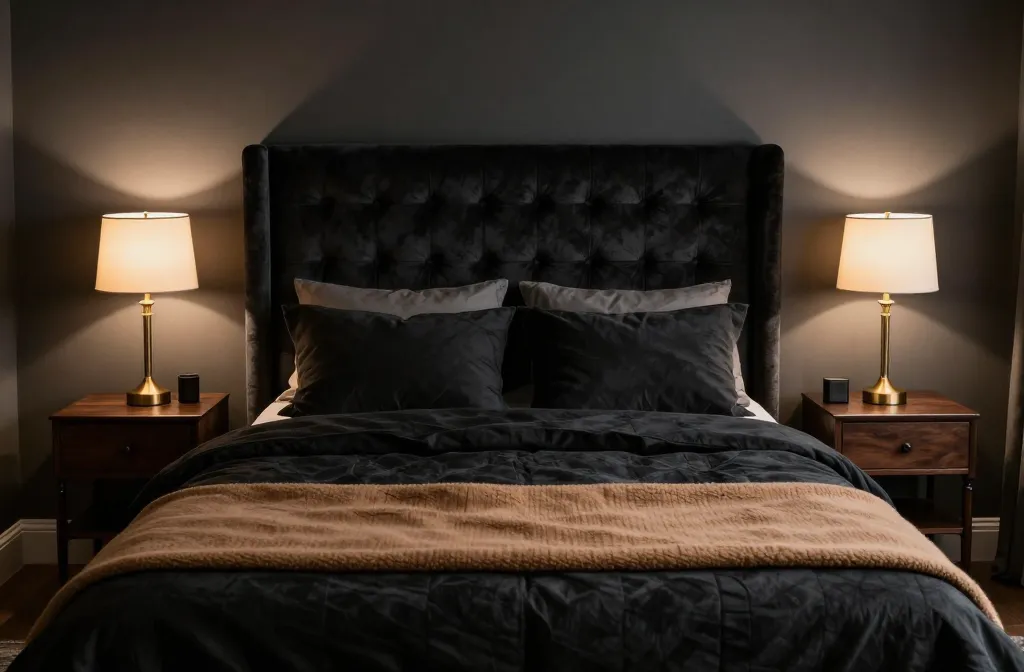 7 Cozy Bedroom Black Ideas for a Luxe Night Sky Nightstand