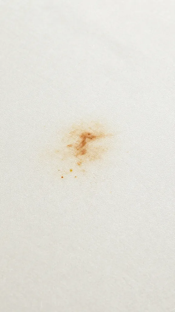 Closeup of a stain-treated spill on mattress fabric