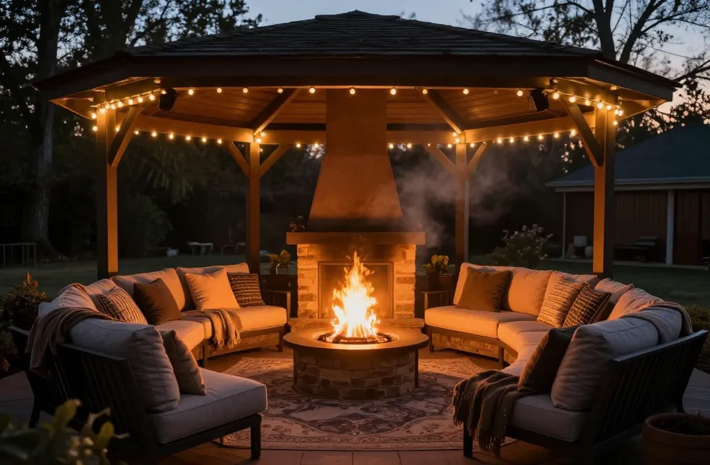 Gazebo Ideas Backyard with Fire Pit: Cozy Haven Ideas