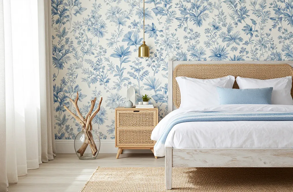 6 Blue and White Floral Wallpaper Bedroom Ideas That Wow