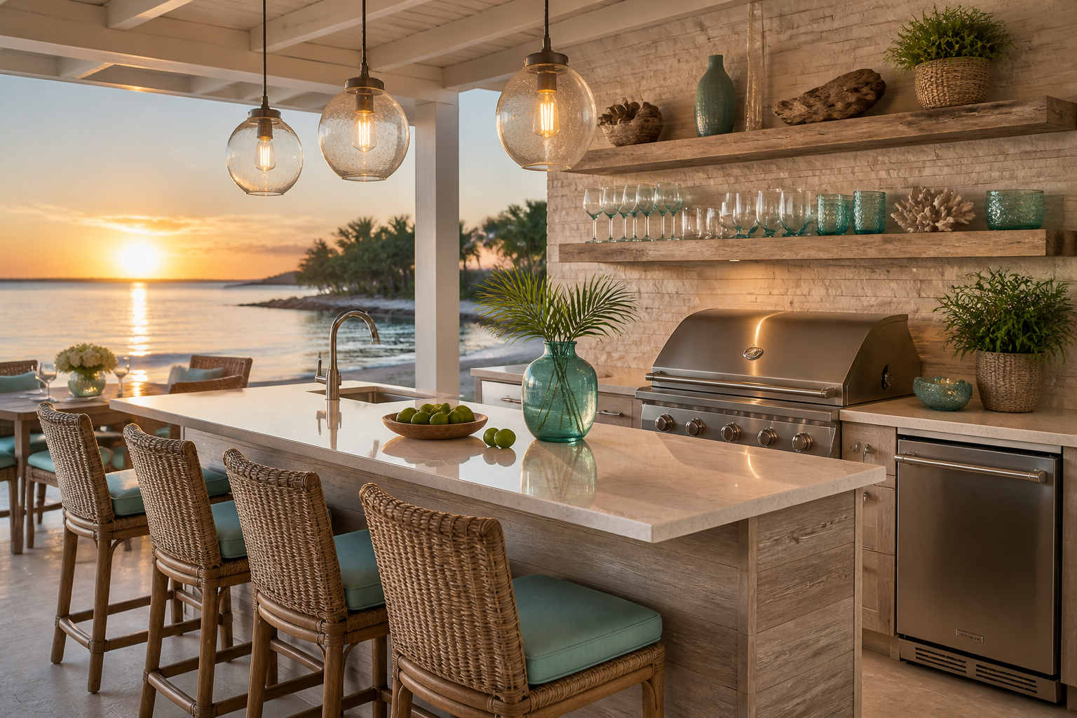 8 Outdoor Kitchen Design with Bar Ideas: Sunlit Vibes