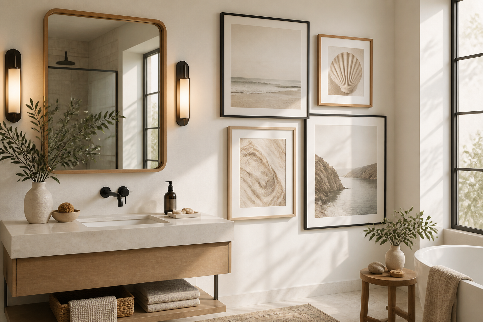 6 Art in Bathroom Wall Ideas: Bold Gallery Bathroom Vibes