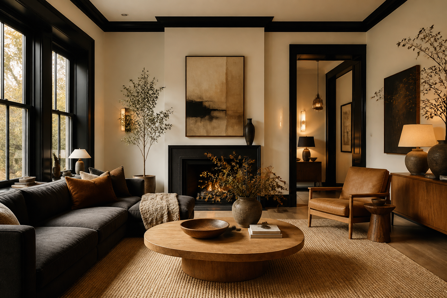 8 Black Trim Interior Color Schemes Living Room: Bold & Cozy