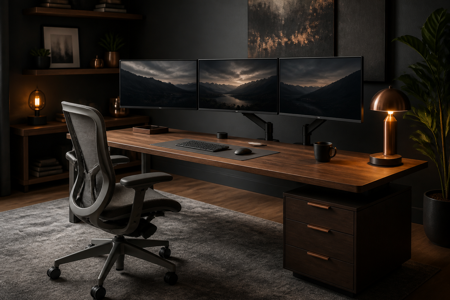 8 3 Monitor Desk Setup Home Office Ideas: Chic & Cozy Hacks