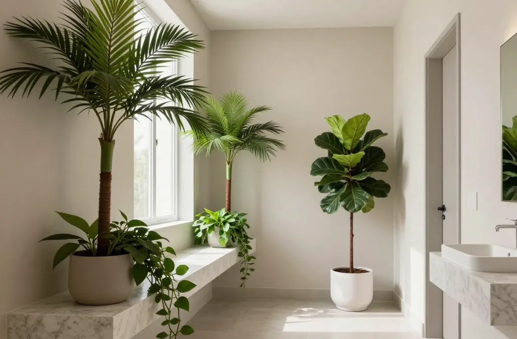 6 Bathroom Artificial Plants Decor Ideas to Wow Modern Whites