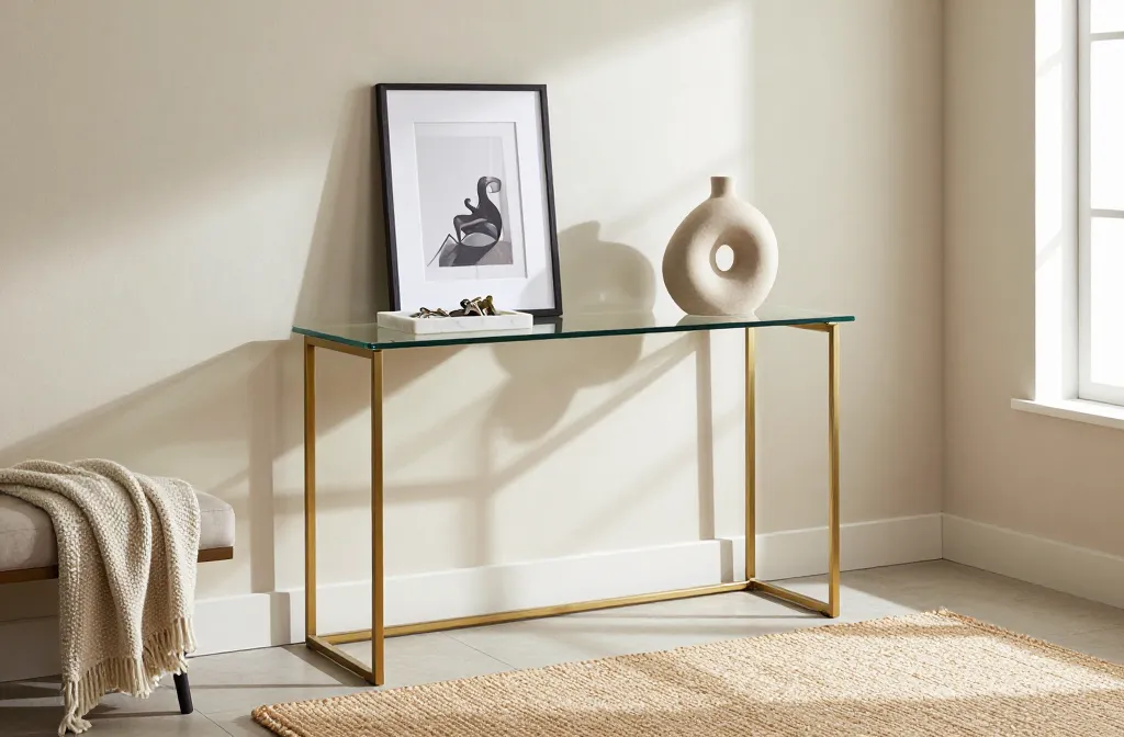 6 Glass Console Table Decor Entryway Ideas: Chic, Tiny Space Inspo