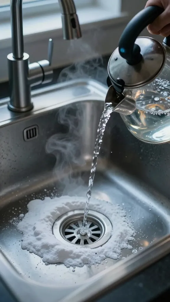 Macro shot of a sink trap under the cabinet with a leak note
